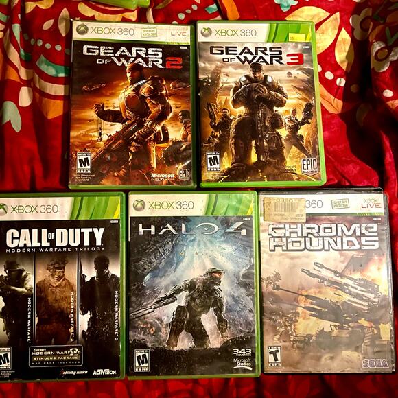 Xbox 360 Lot - Call of Duty Trilogy, Gears of War 2/3, Chrome Rounds, Halo 4 - Picture 1 of 10